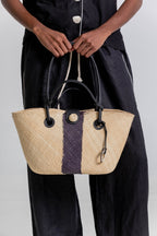Bolso Iraca Cuero Pequeño Crudo Negro